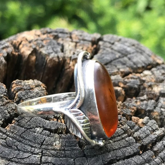 Baltic amber 925 sterling silver handmade rare vintage ring - Picture 4 of 4